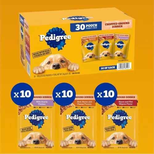 Delicious Variety Pack of Pedigree Chopped Ground Dinner: Nutrient-Rich Wet Dog Food for Happy, Healthy Pups