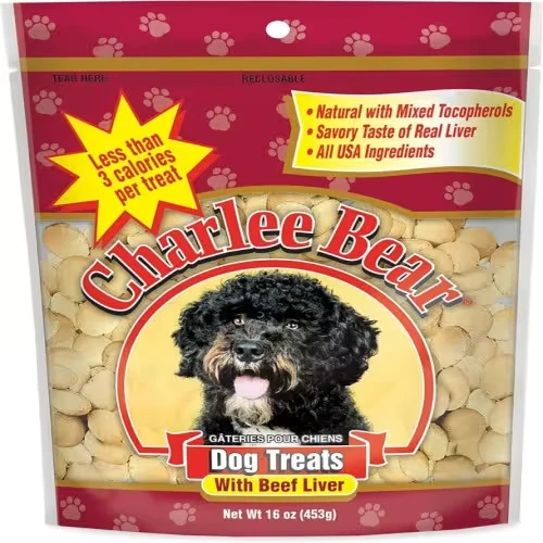 Charlee Bear Original Crunch Dog Treats - Healthy, Low-Calorie Beef Liver Snacks for Dogs, Perfect for Training and Sensitive Stomachs