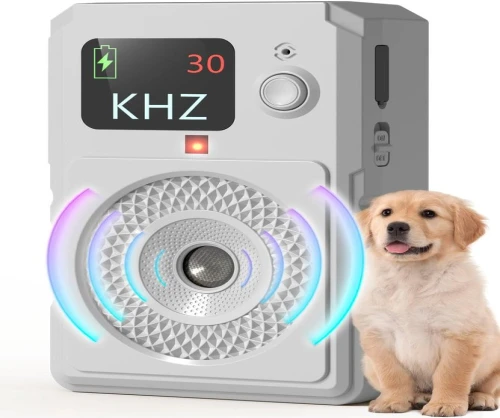 Peaceful Home: Automatic Ultrasonic Anti Barking Device for Dogs - Rechargeable, Waterproof Bark Control & Deterrent for All Breeds, Indoor & Outdoor (White)
