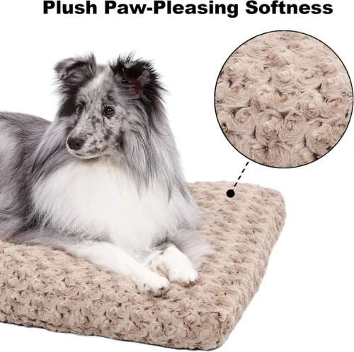 MidWest QuietTime Deluxe Mocha Ombré Swirl Plush Pet Bed – Ultra-Soft, Machine Washable & Non-Skid Crate Mat for Medium Dogs & Cats (30-inch Crates)
