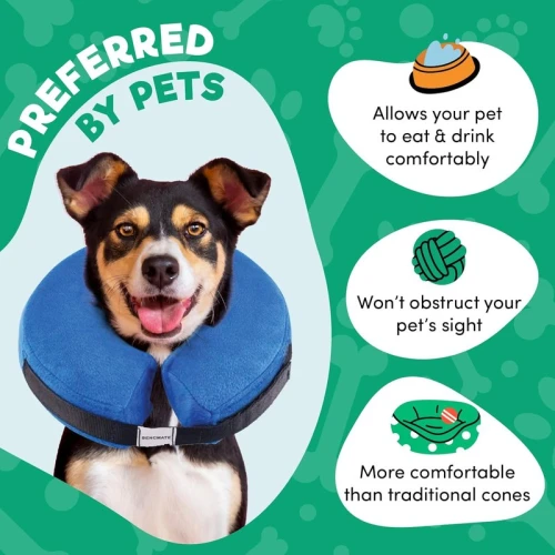 BENCMATE Inflatable Dog Cone Collar Alternative: Soft, Comfortable Donut E-Collar for Happy Post-Surgery Recovery & Wound Protection – No More 'Cone of Shame' for Dogs & Cats (All Sizes)